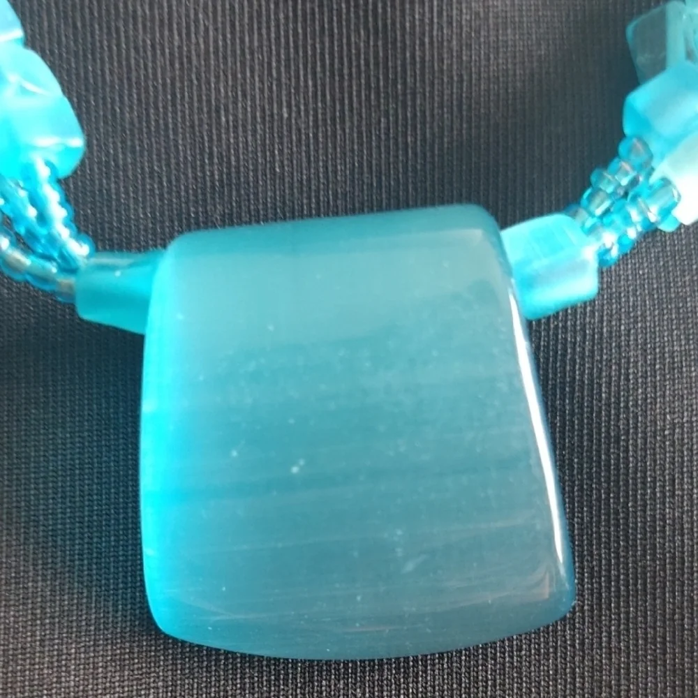 Blue Hand-Beaded Necklace - Picture 3 of 4